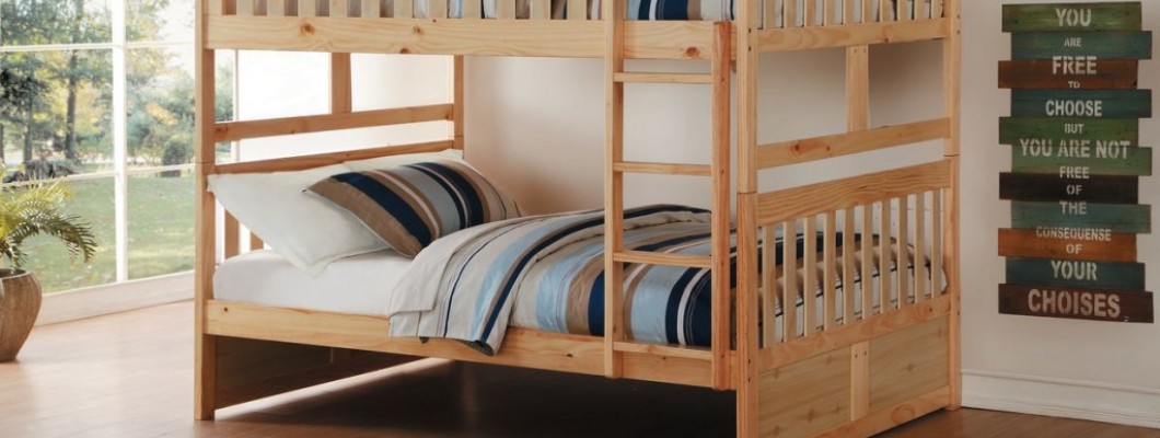 Giường 2 tầng cho bé gỗ tự nhiên hiện đại