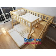 Mẫu Giường Tầng Gỗ OBA Cao Cấp - Màu Gỗ Tự Nhiên