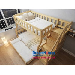 Mẫu Giường Tầng Gỗ OBA Cao Cấp - Màu Gỗ Tự Nhiên
