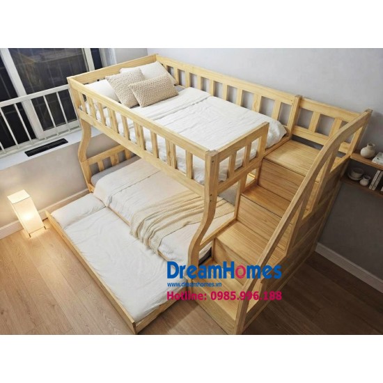 Mẫu Giường Tầng Đẹp OBA Cao Cấp - 1m2 Màu Gỗ Tự Nhiên
