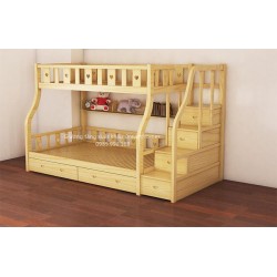 Mẫu Giường Tầng Gỗ OBA Cao Cấp - Màu Gỗ Tự Nhiên