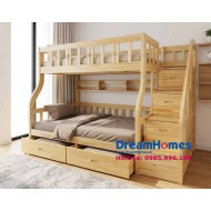 Mẫu Giường Tầng Gỗ OBA Cao Cấp - Màu Gỗ Tự Nhiên