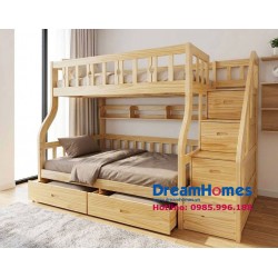 Mẫu Giường Tầng Gỗ OBA Cao Cấp - Màu Gỗ Tự Nhiên
