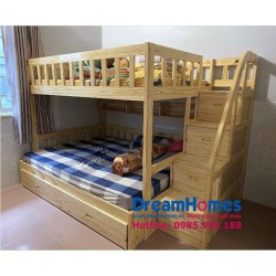 Giường Tầng Gỗ Ben-A Cao Cấp - Màu Gỗ Tự Nhiên