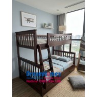 Giường tầng cho bé 1m2 GT 118 thang đổi chiều - Màu Nâu