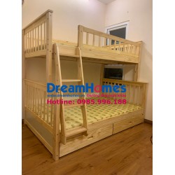 Giường tầng gỗ 1m2 thang đổi chiều GT 118 - Màu Tự Nhiên