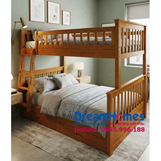 Giường tầng cho bé 1m2 GT 118 thang đổi chiều - Màu Vàng Mật Ong