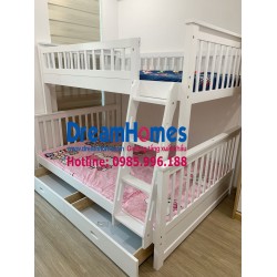 Giường Tầng 1m4-1m2 Cho Bé - GT1412 - Màu Trắng