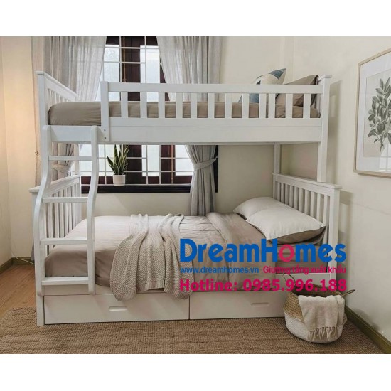 Giường Tầng 1m4-1m2 Cho Bé - GT1412 - Màu Trắng Giường Tầng 1m4-1m2 Cho Bé - GT1412 - Màu Trắng