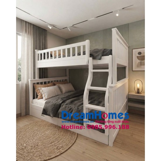 Giường Tầng 1m4-1m2 Cho Bé - GT1412 - Màu Trắng Giường Tầng 1m4-1m2 Cho Bé - GT1412 - Màu Trắng