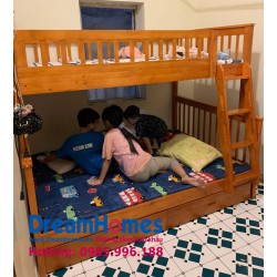 Giường tầng cho bé 1m2 GT 118 thang đổi chiều - Màu Vàng Mật Ong