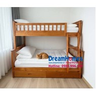 Giường Tầng 1m4-1m2 Cho Bé - GT1412 - Màu vàng gỗ 