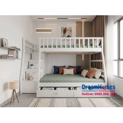 Giường Tầng Trẻ Em GT 192 1m4-1m2 Màu Trắng Giường Tầng Trẻ Em GT 192 1m4-1m2 Màu Trắng