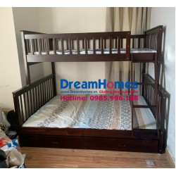 Giường Tầng 1m6 -1m2 xuất Mỹ cho bé màu Nâu
