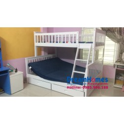 Giường Tầng GT 228 Kích Thước Lớn 1m6 -1m2 màu Trắng