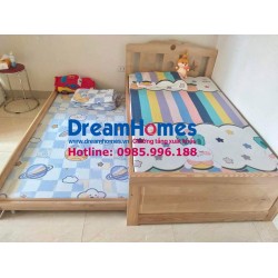 Giường ngủ có giường phụ - Kéo Trệt - Gỗ Sồi Nga
