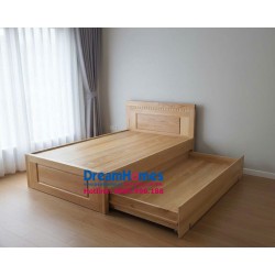 Giường ngủ có giường phụ - Kéo Trệt - Gỗ Sồi Nga