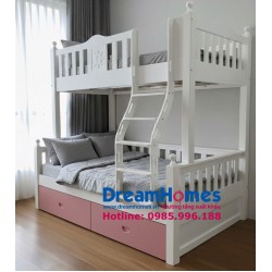 Giường Tầng 1m2-1m Thang Trèo - Gỗ Sồi Nga- Sơn Phối Màu