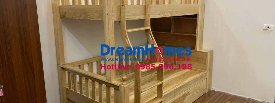 Những mẫu giường 2 tầng gỗ sồi hot nhất 2024