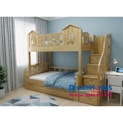 Giường Tầng Ngôi Nhà 1m2-1m  - Thang Hộp - Gỗ Sồi Nga