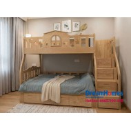Giường Tầng Ngôi Nhà - Thang hộp -Gỗ Sồi Nga