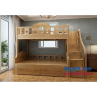 Giường Tầng Ngôi Nhà - Chân Thẳng - Gỗ Sồi Nga