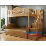 Giường Tầng Ngôi Nhà - Chân Thẳng - Gỗ Sồi Nga