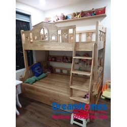 Giường Tầng Ngôi Nhà  - Thang Trèo - Gỗ Sồi Nga