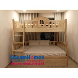 Giường Tầng Ngôi Nhà  - Thang Trèo - Gỗ Sồi Nga