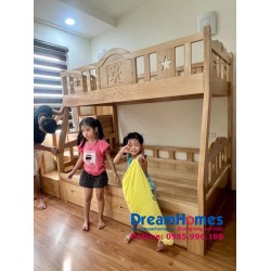 Giường Tầng Cho Bé 1m2-1m gỗ Sồi Nga Thang Hộp - GTS04