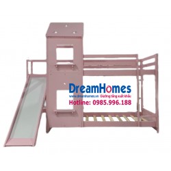 Giường Tầng Cầu Trượt Ngôi Nhà Giá Rẻ - Màu Hồng