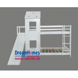 Giường Tầng Ngôi Nhà Kết Hợp Cầu Trượt Cho Bé - Màu Trắng