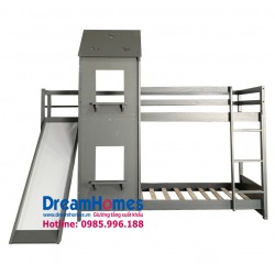 Giường Tầng Trẻ Em Có Cầu Trượt Giá Rẻ- Màu Ghi (Xám)