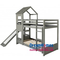 Giường Tầng Trẻ Em Có Cầu Trượt Giá Rẻ- Màu Ghi (Xám)