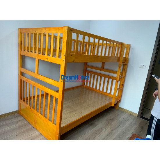 Giường tầng cho bé 1m2x2m GT013 xuất Mỹ - Màu vàng gỗ