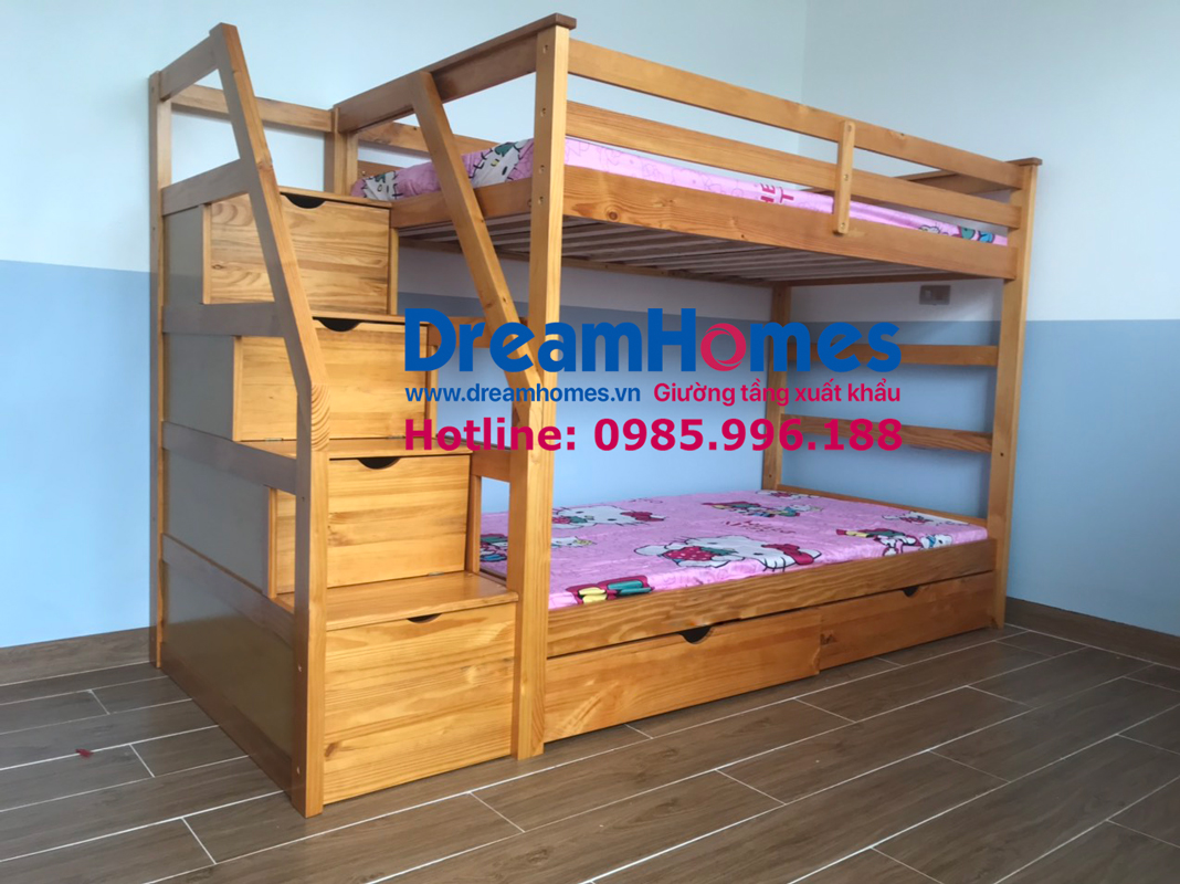 giường 3 tầng gỗ tự nhiên cho bé GT 165 lắp tại thành phố Bắc Giang