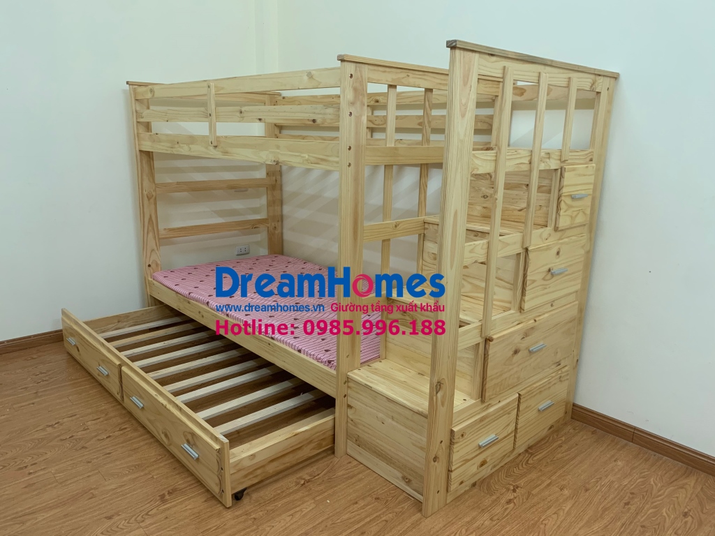 giường tầng cho bé gỗ thông acme màu tự nhiên tại hà nội