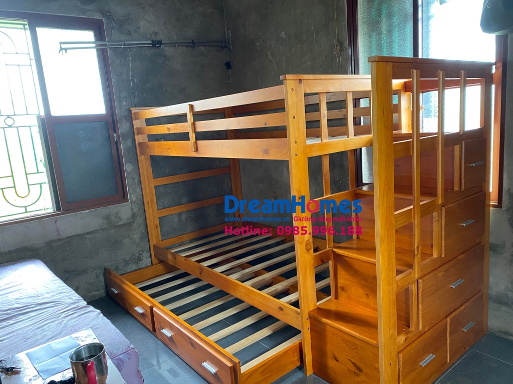 giường tầng cho bé acme xuất khẩu màu vàng gỗ  cho bé tại hà nội 