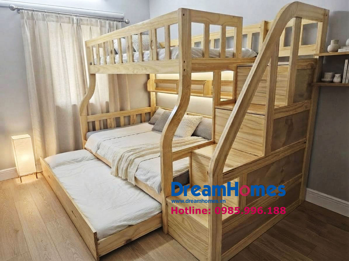 Mẫu giường 3 tầng đẹp cao cấp OBA