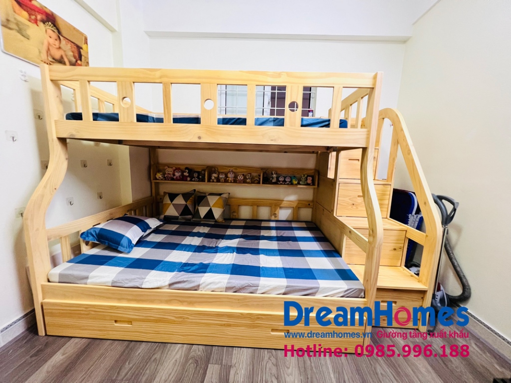 Giường tầng gỗ tự nhiên cho trẻ em