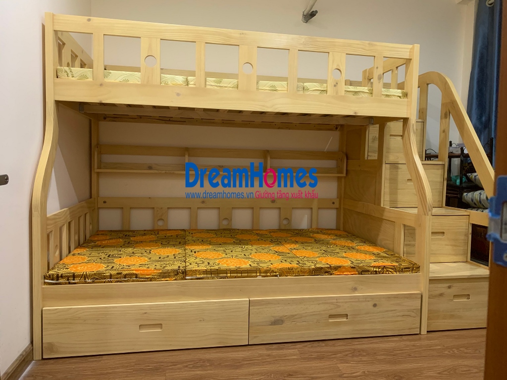 giường tầng trẻ em xuất khẩu gỗ thông giá rẻ cho bé tại hà đông hà nội