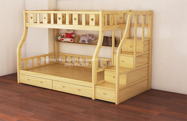 Mẫu giường tầng OBA gỗ thông tự nhiên có kết cấu vô cùng chắc chắn 