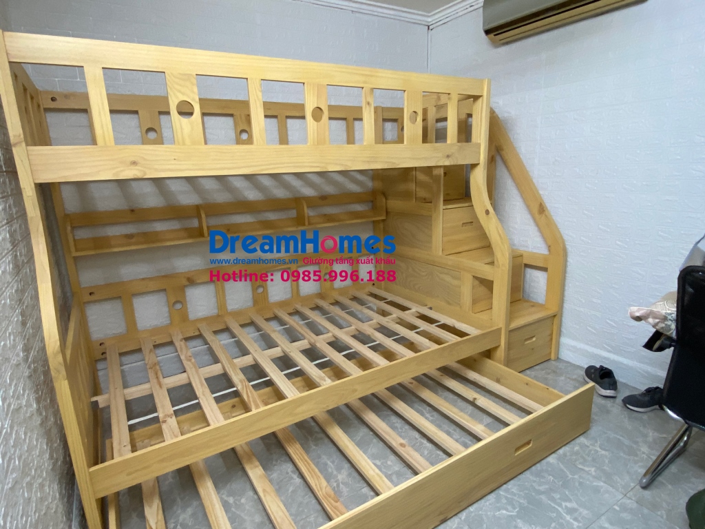 giường tầng cho bé gỗ tự nhiên OBA cao cấp tại Hà Nội