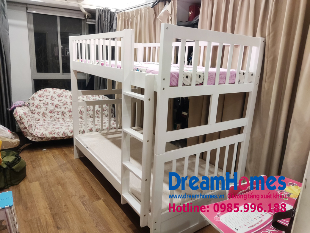 giường tầng cho bé GT 012 màu trắng 1m x 2m tại Hà Nội