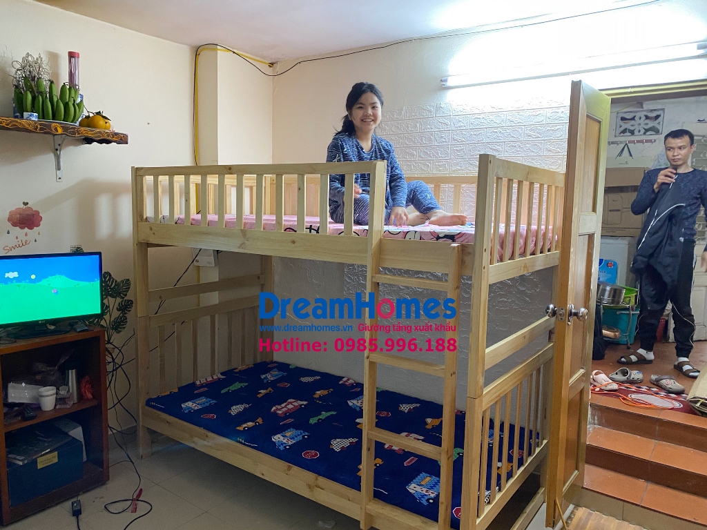 giường tầng trẻ em xuất khẩu gỗ thông giá rẻ tại Hà Nội