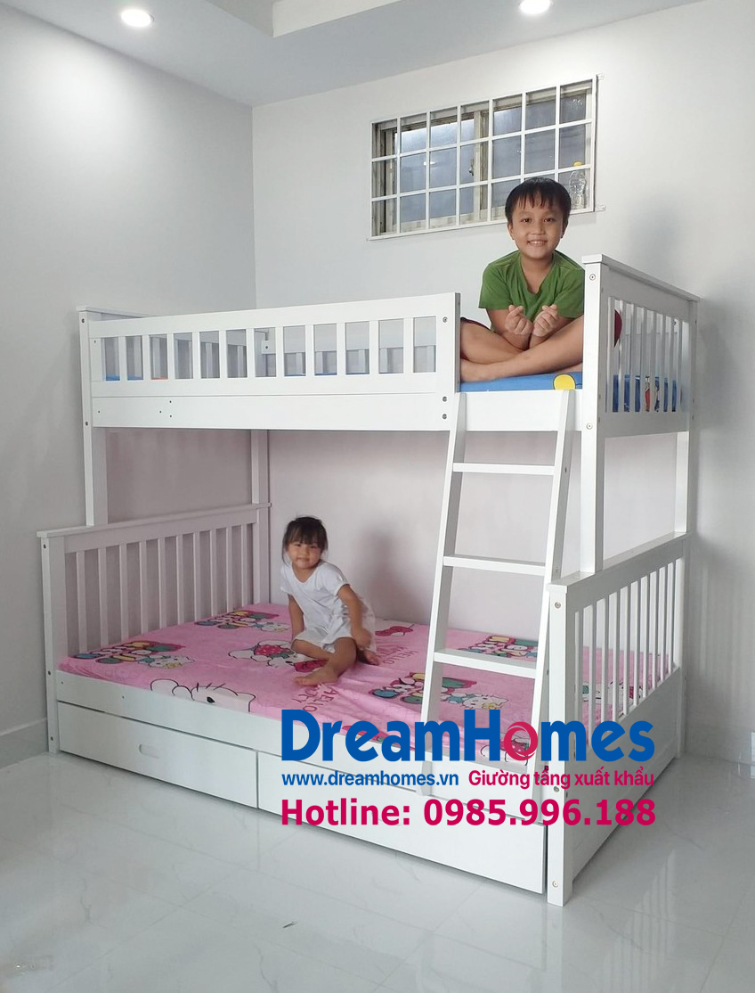 Giường 2 tầng cho trẻ hiện đại, tiện nghi