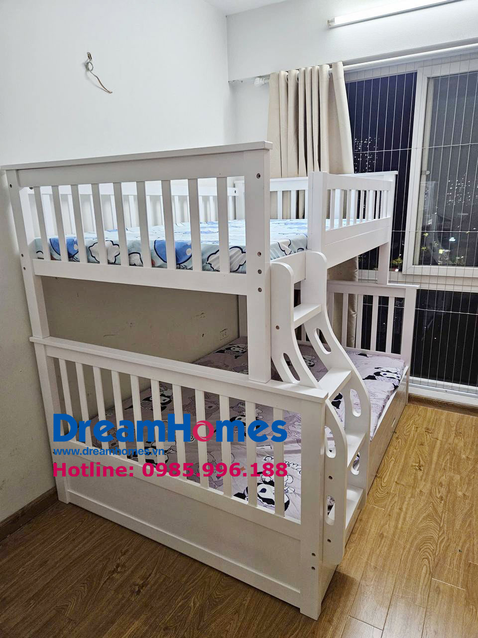 Giường Tầng 1m4-1m2 Cho Bé - GT1412 - Màu Trắng
