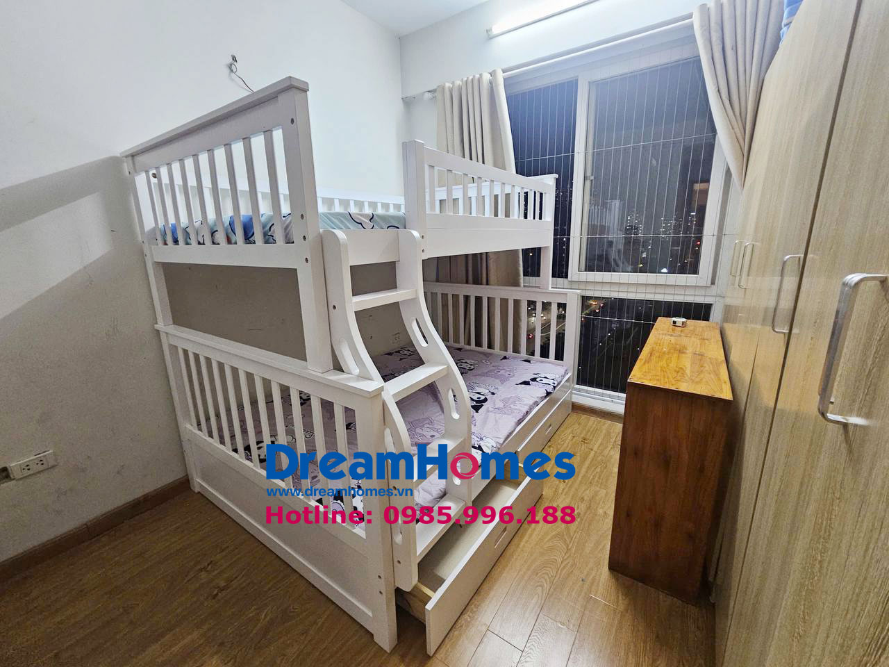 thực tế lắp đặt Giường Tầng 1m4-1m2 Cho Bé - GT1412 - Màu Trắng