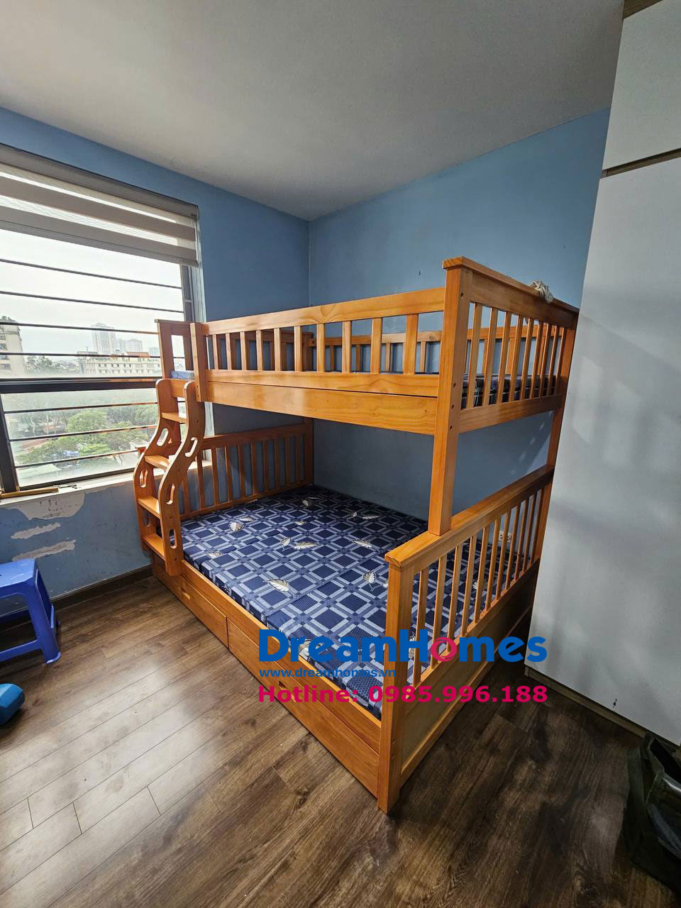  Giường Tầng 1m4-1m2 Cho Bé gỗ thông - GT1412 - Màu vàng gỗ 