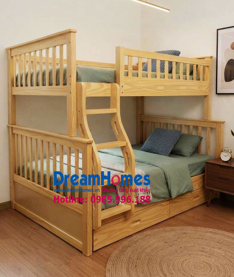 Giường 2 tầng gỗ thông cho bé GT 1412